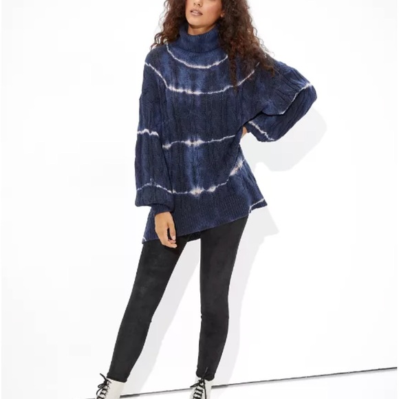 American Eagle AE Oversized Tie Dye Turtleneck Sweater - Picture 2 of 5